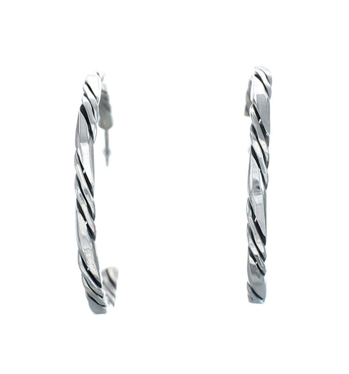 Native American Sterling Silver Post Hoop Earrings JX128921